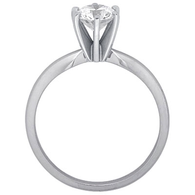 6-PRONG GENUINE DIAMOND SOLITAIRE RING- 3/4CT.18K WHITE GOLD